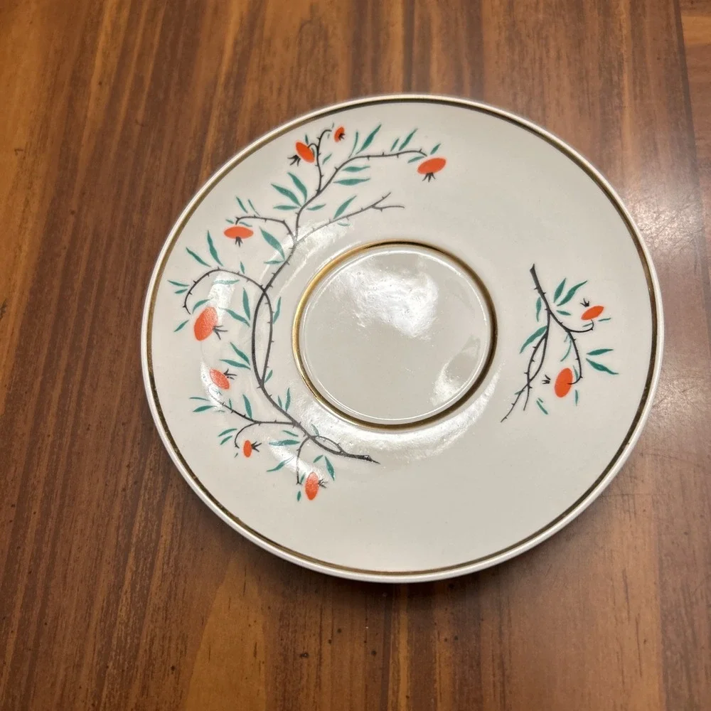 Oriental Orange Flowers Small Saucer‎ Plate USSR